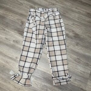 Stretch‎ casual office work Pants waist 16 length 26.5 plaid neutral colors